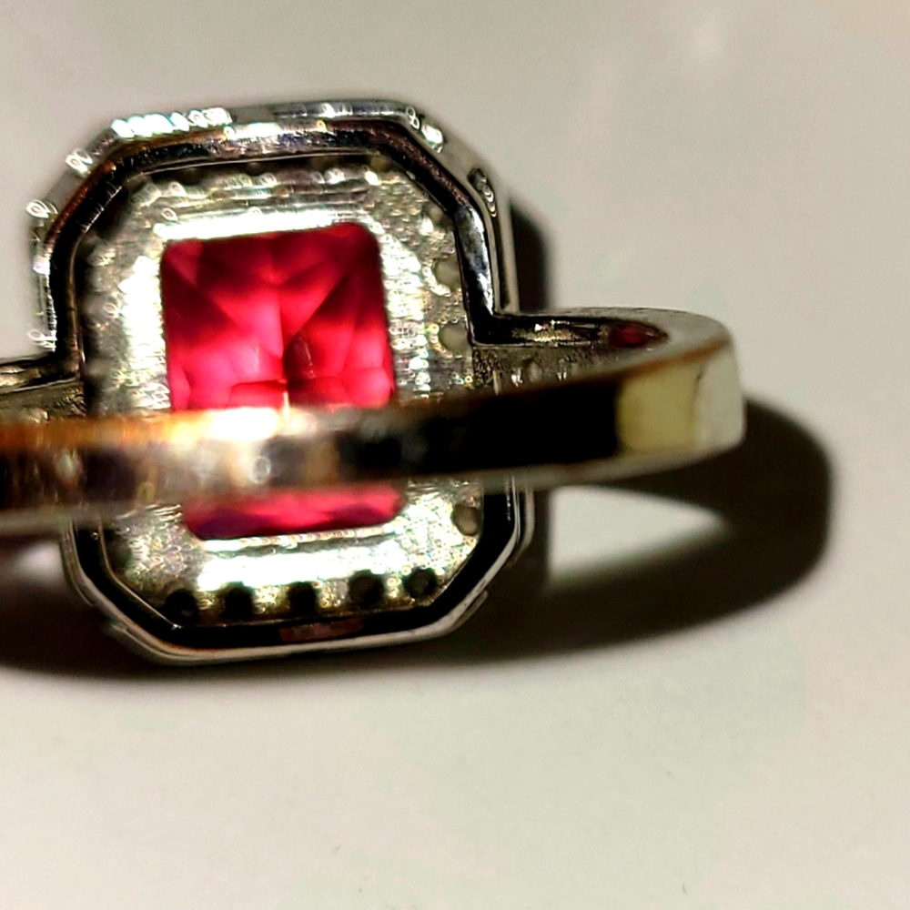 Lab created square Ruby ring. CLOSET CLOSEOUT! - Picture 4 of 4